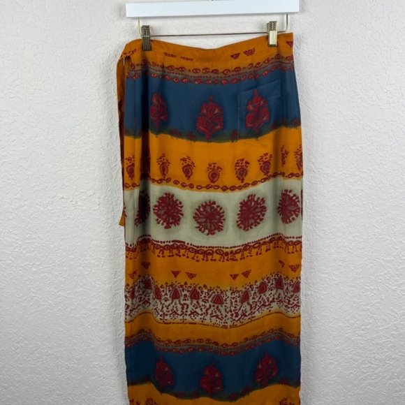 OLIVIER STRELLI Womens EU 42 US 12 Multicolor Midi Skirt Side Tie - Picture 3 of 6